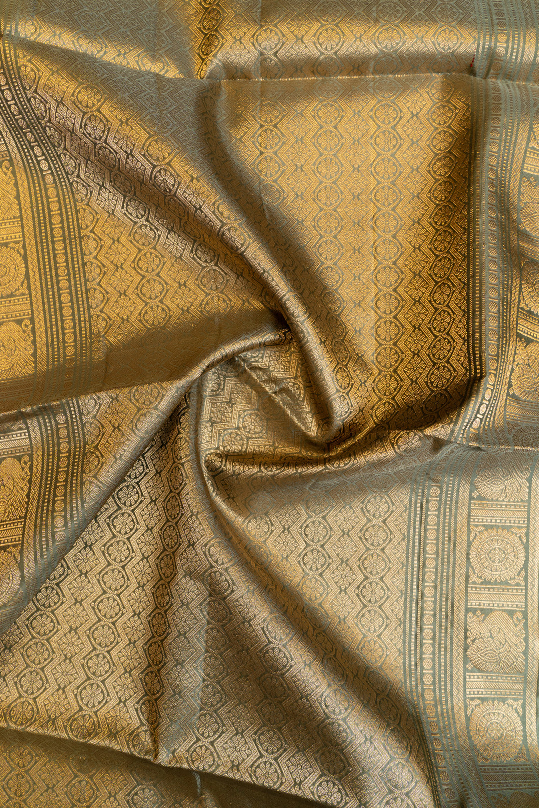 Pink and sage green pure soft silk saree