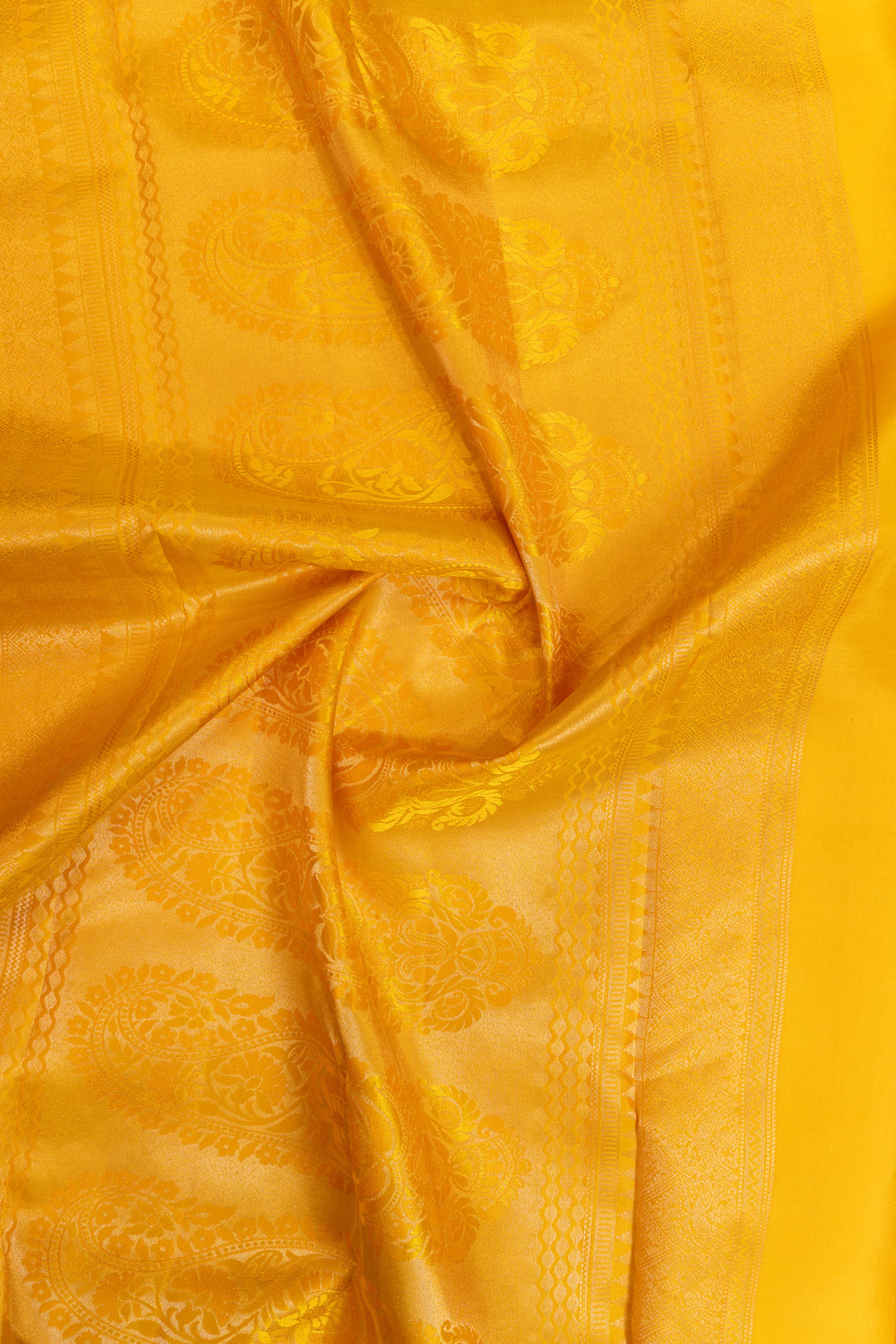 Golden yellow brocade pure kanchipuram silk saree