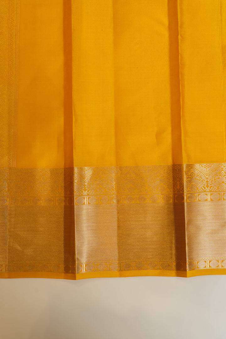 Golden yellow brocade pure kanchipuram silk saree