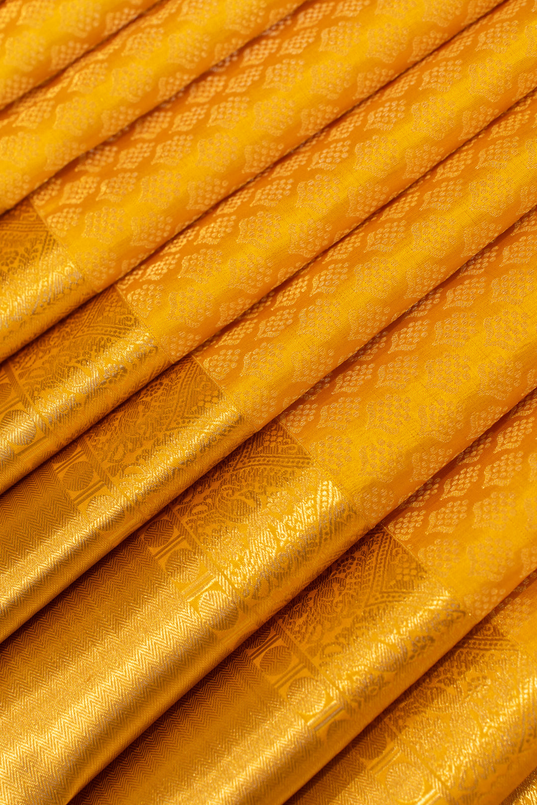 Golden yellow brocade pure kanchipuram silk saree