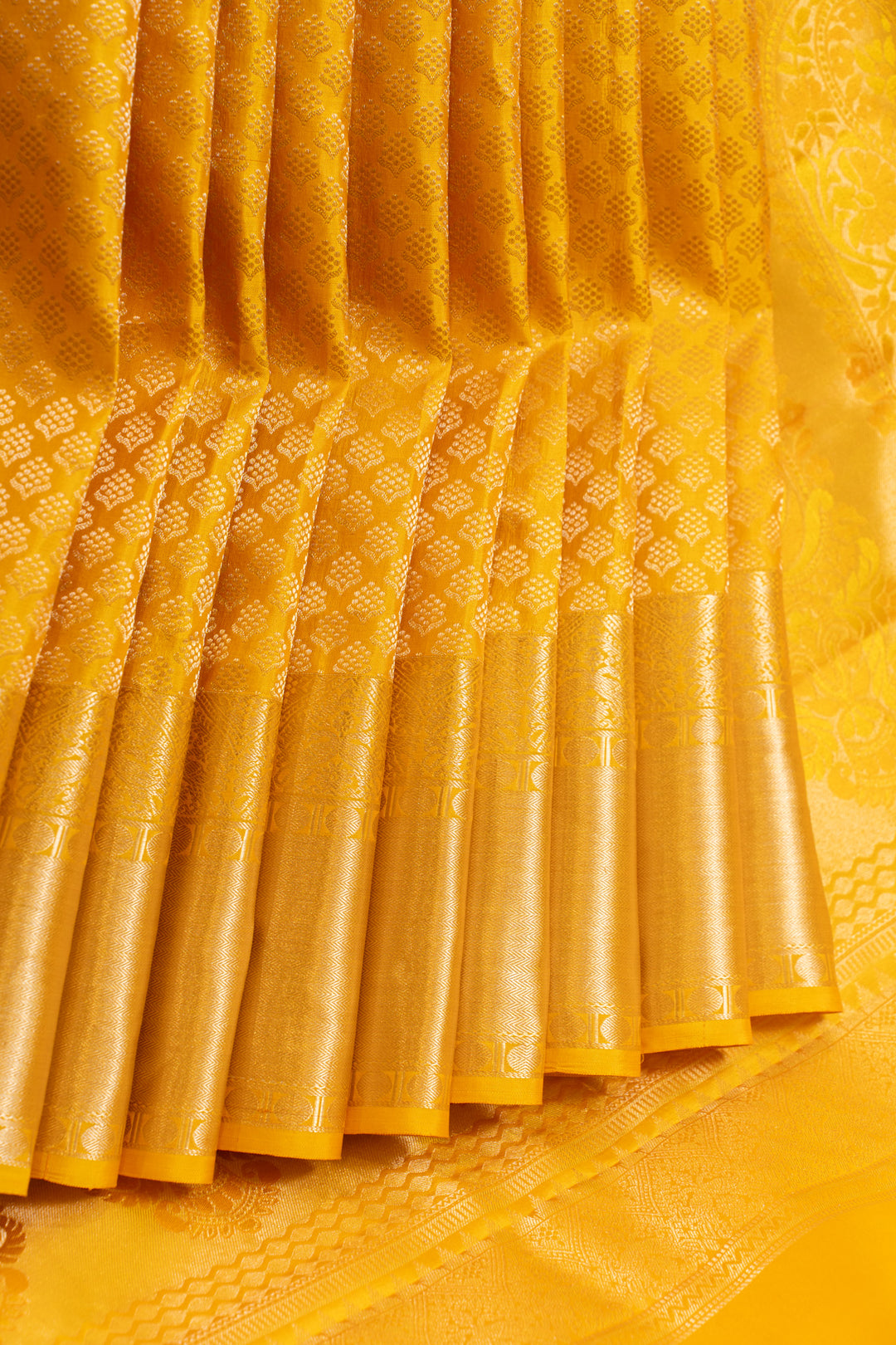 Golden yellow brocade pure kanchipuram silk saree