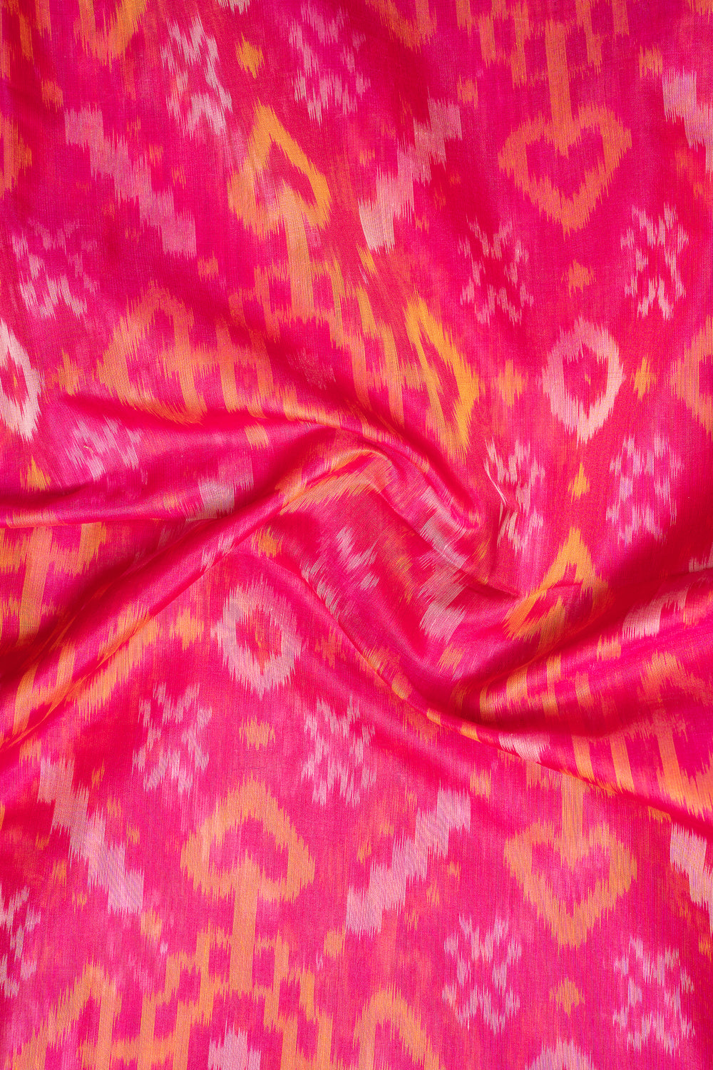 Rani Pink and Green Pure Ikat Silk Cotton Saree - Clio Silks