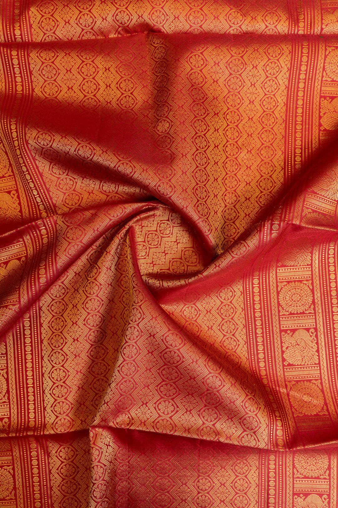 Emerald green and red pure soft silk saree