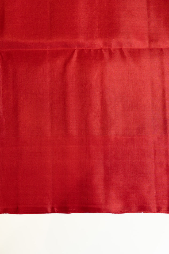 Emerald green and red pure soft silk saree