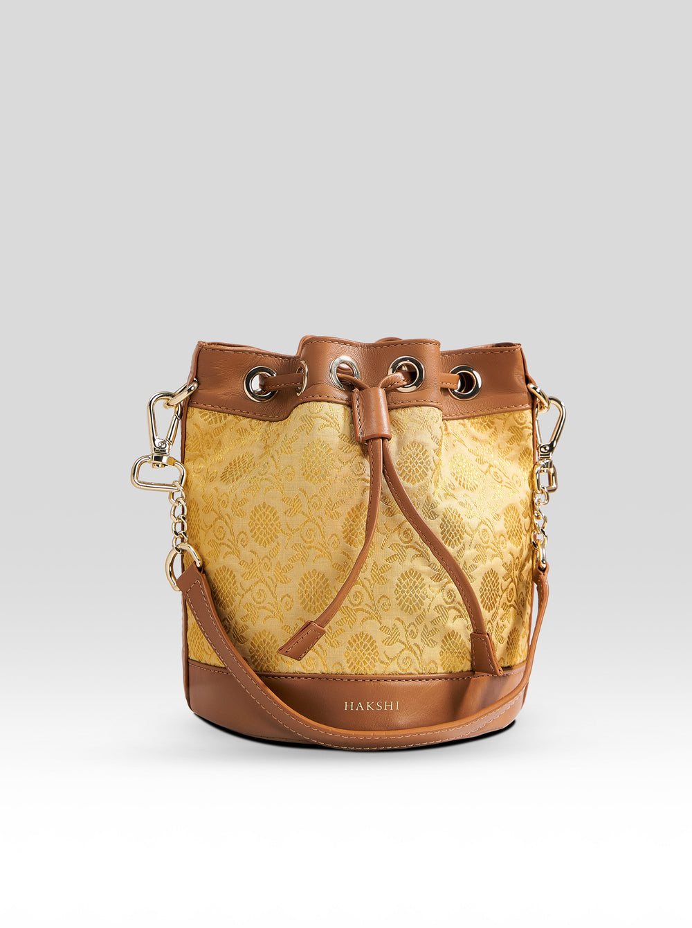 Yanay Kanchi Brocade Potli Gold & Tan - Clio Silks