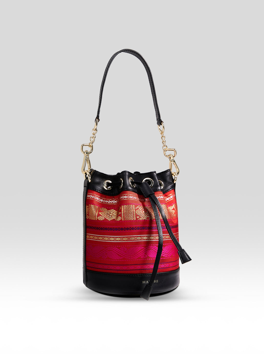Yanay Kanchi Pure Zari Potli Bag Red & Black - Clio Silks