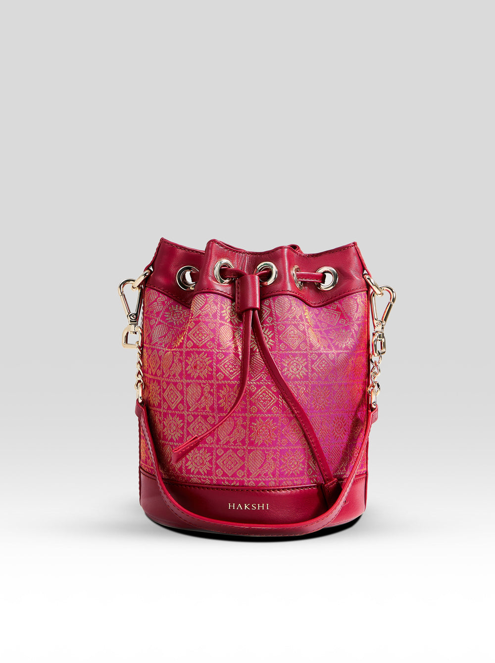 Yanay Kanchi Brocade Potli Bag Magenta & Red - Clio Silks