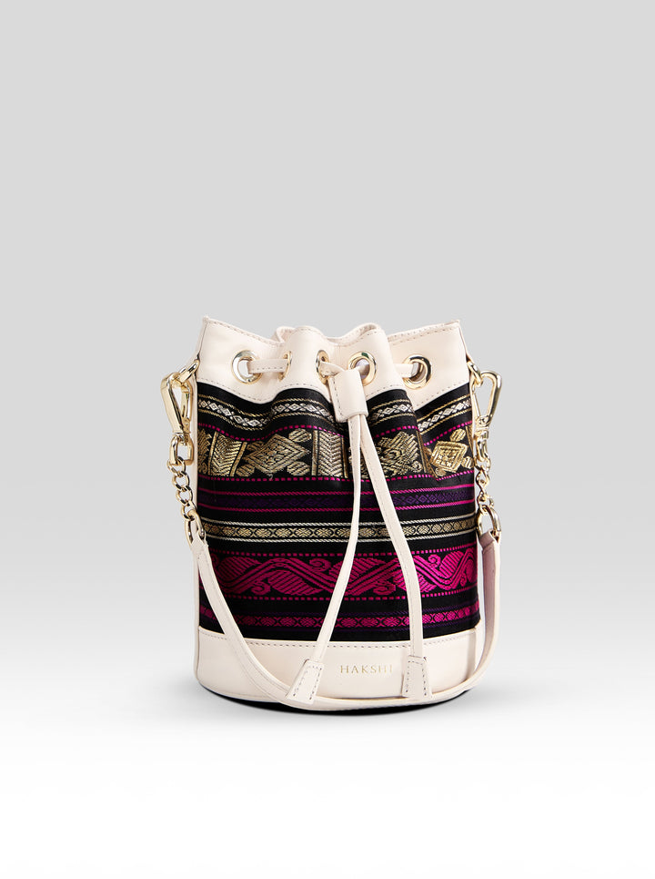 Yanay Kanchi Pure Zari Potli Bag Black & Ivory - Clio Silks