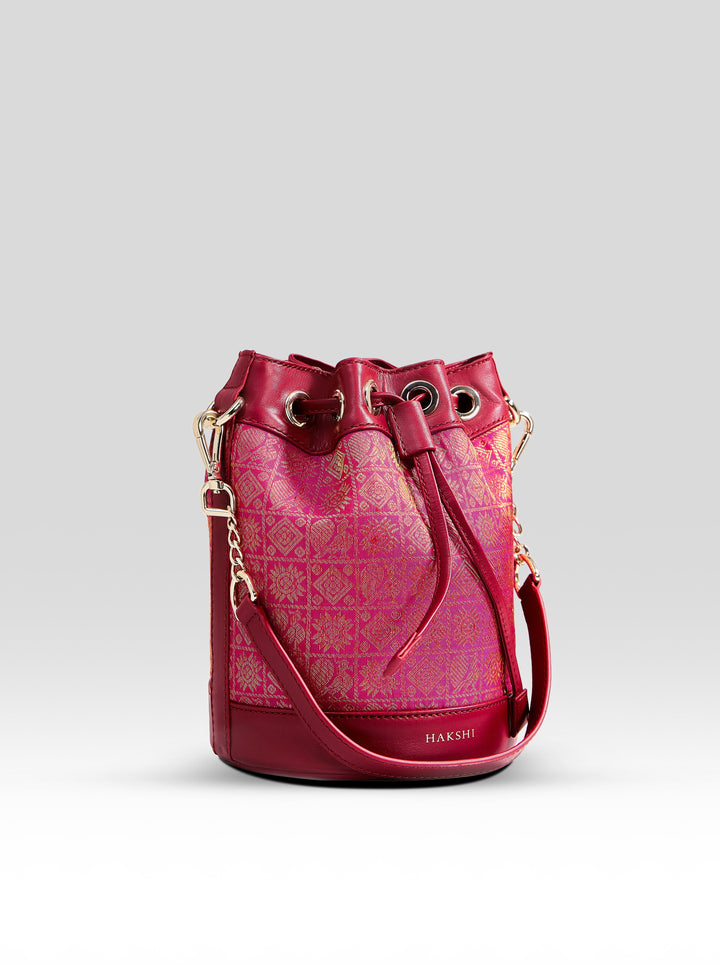 Yanay Kanchi Brocade Potli Bag Magenta & Red - Clio Silks