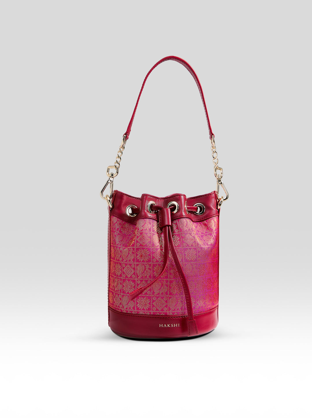 Yanay Kanchi Brocade Potli Bag Magenta & Red - Clio Silks