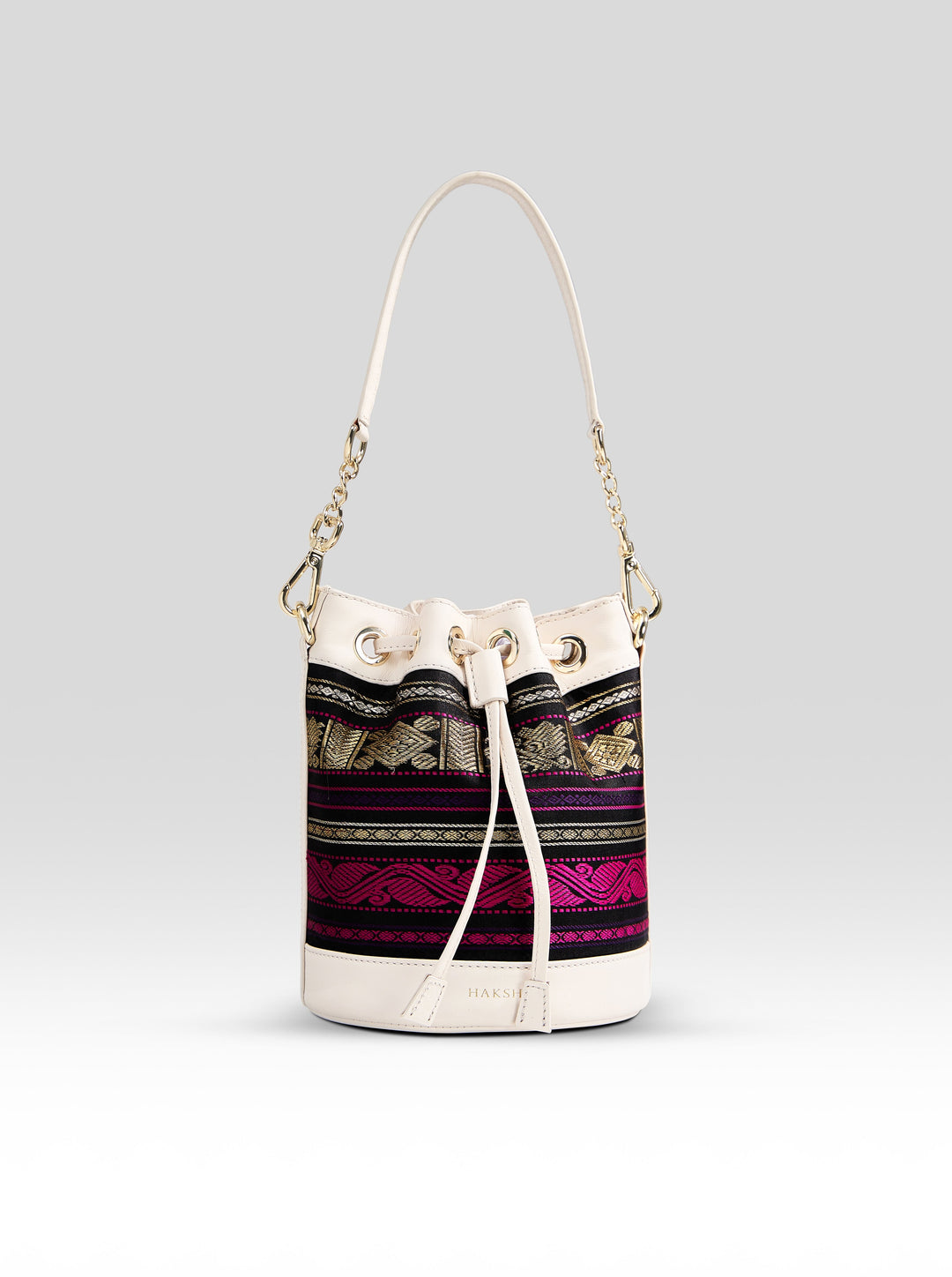 Yanay Kanchi Pure Zari Potli Bag Black & Ivory - Clio Silks