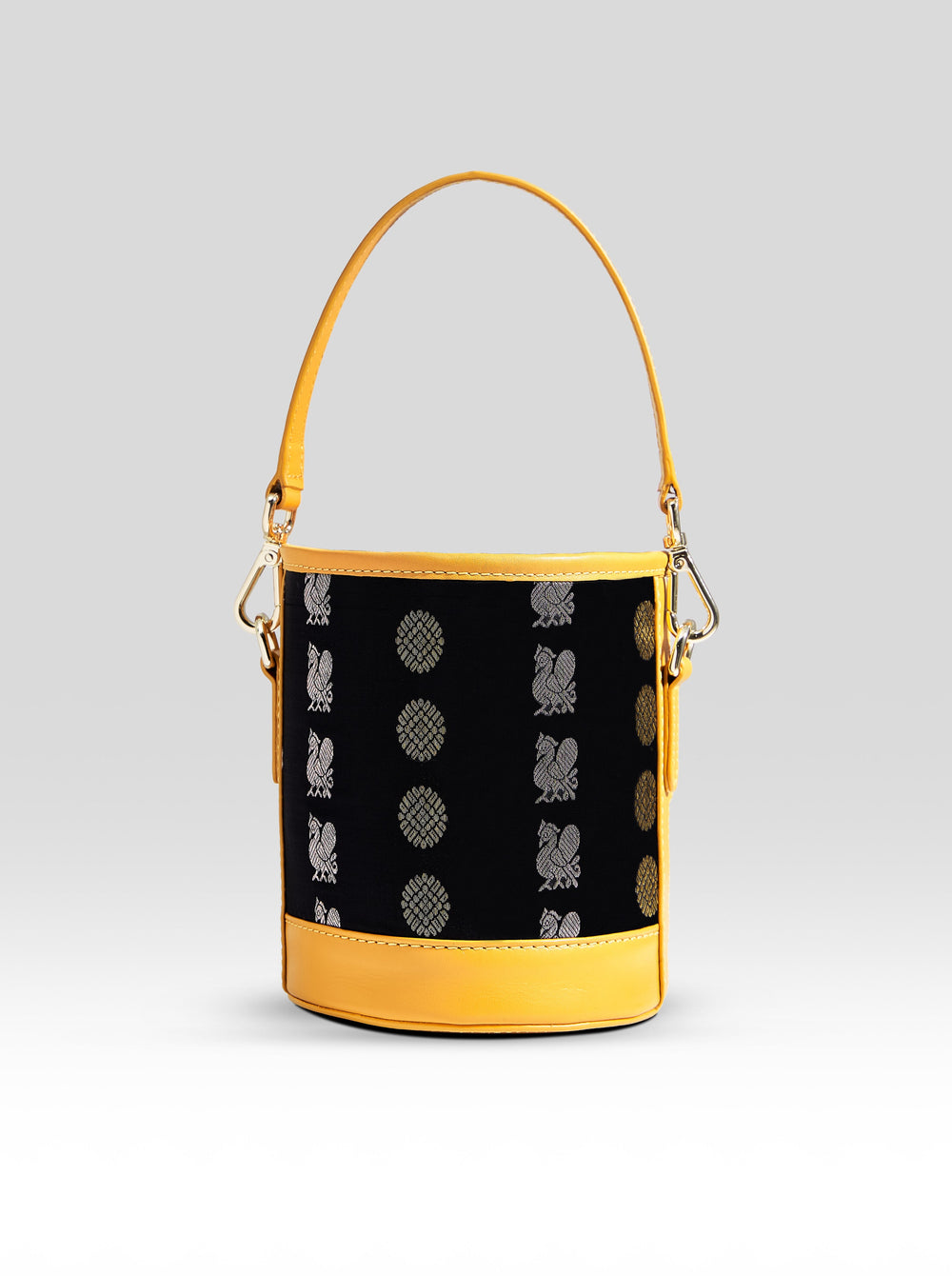 Adhya Bucket Bag Black & Yellow - Clio Silks