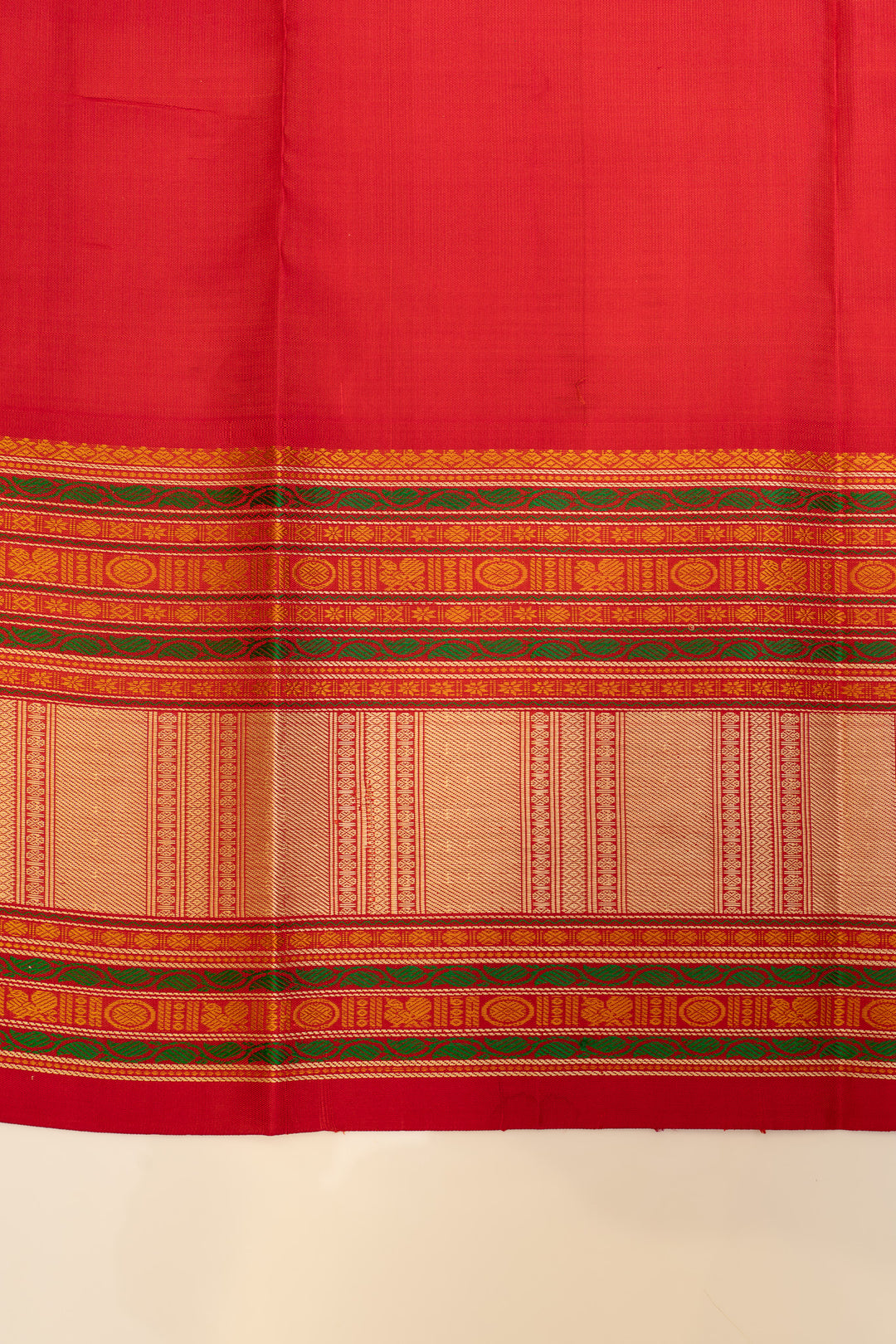 Peacock blue and red threadwork Kanchipuram silk saree