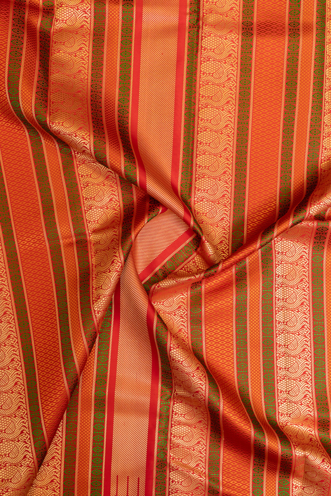 Anandha blue and red threadwork Kanchipuram silk saree