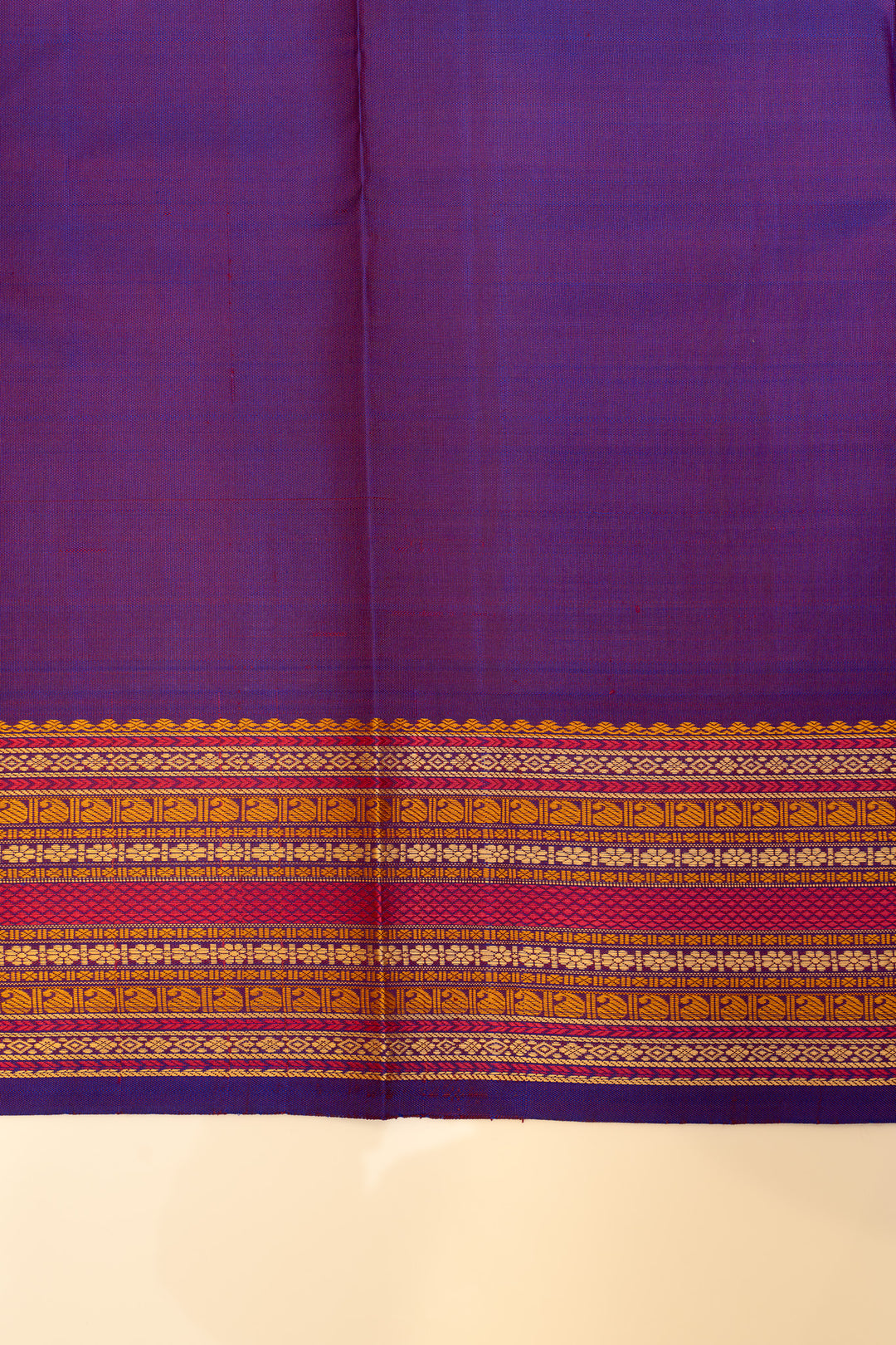 Yellow and purple threadwork Kanchipuram silk saree