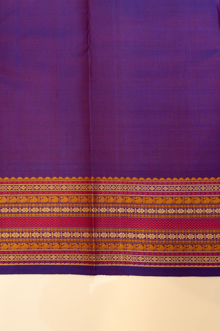 Yellow and purple threadwork Kanchipuram silk saree