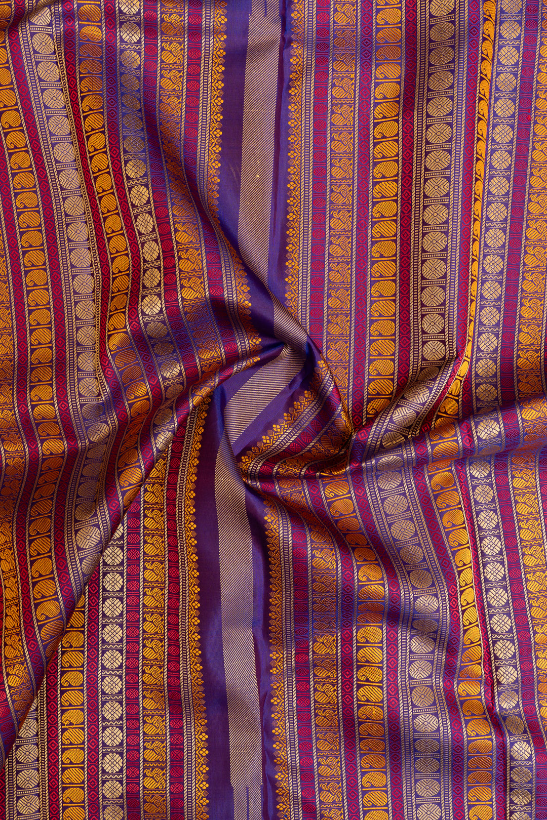 Yellow thread Varisaipettu pure Kanchipuram silk saree