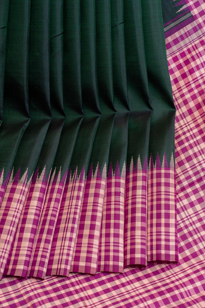 Sacramento Green threadwork pure Kanchipuram silk saree