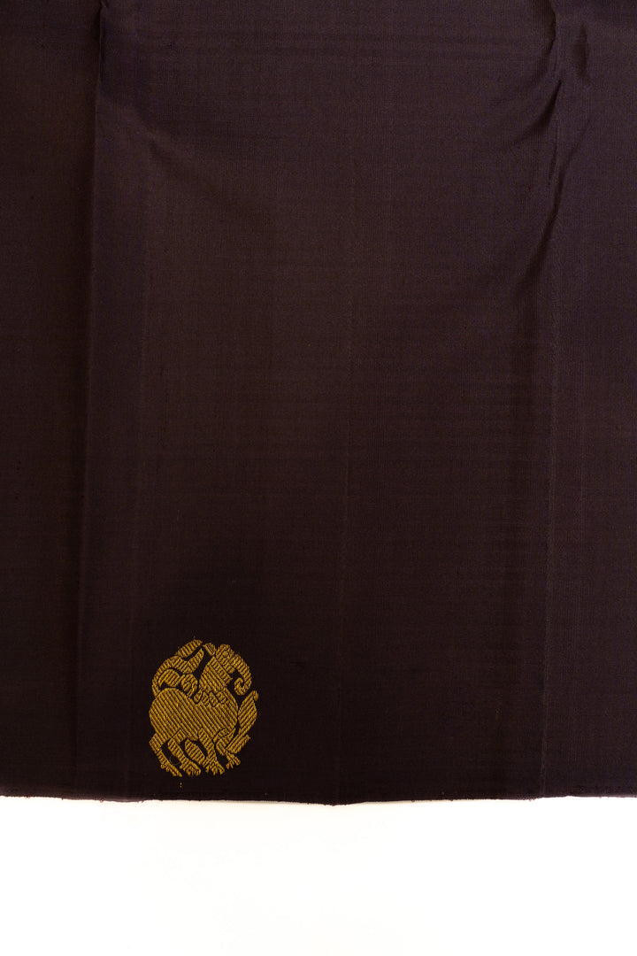 Rust orange borderless checks  pure Kanchipuram silk saree