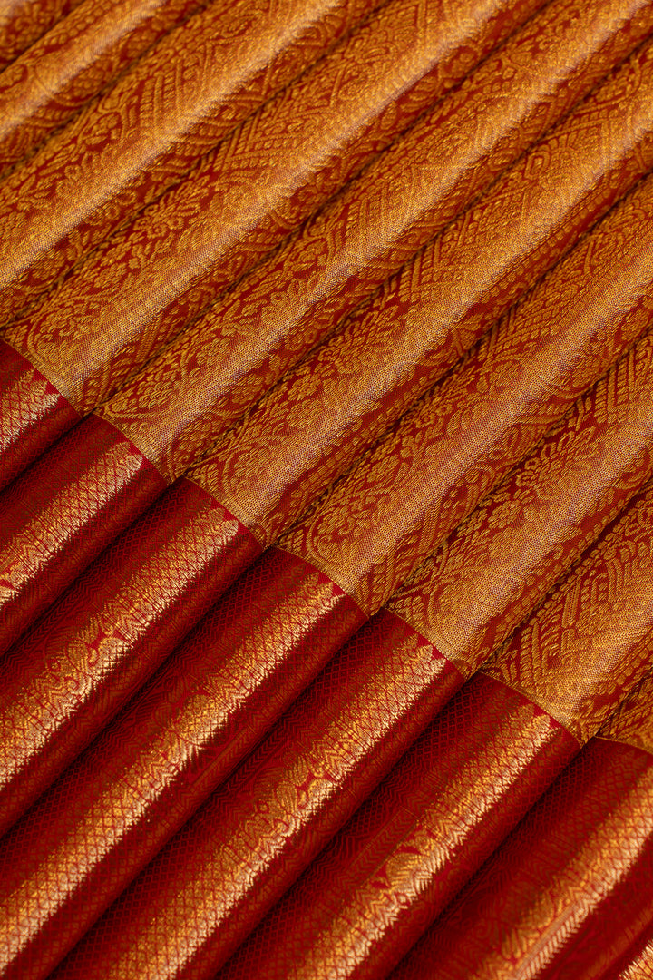 Red brocade pure Kanchipuram silk saree