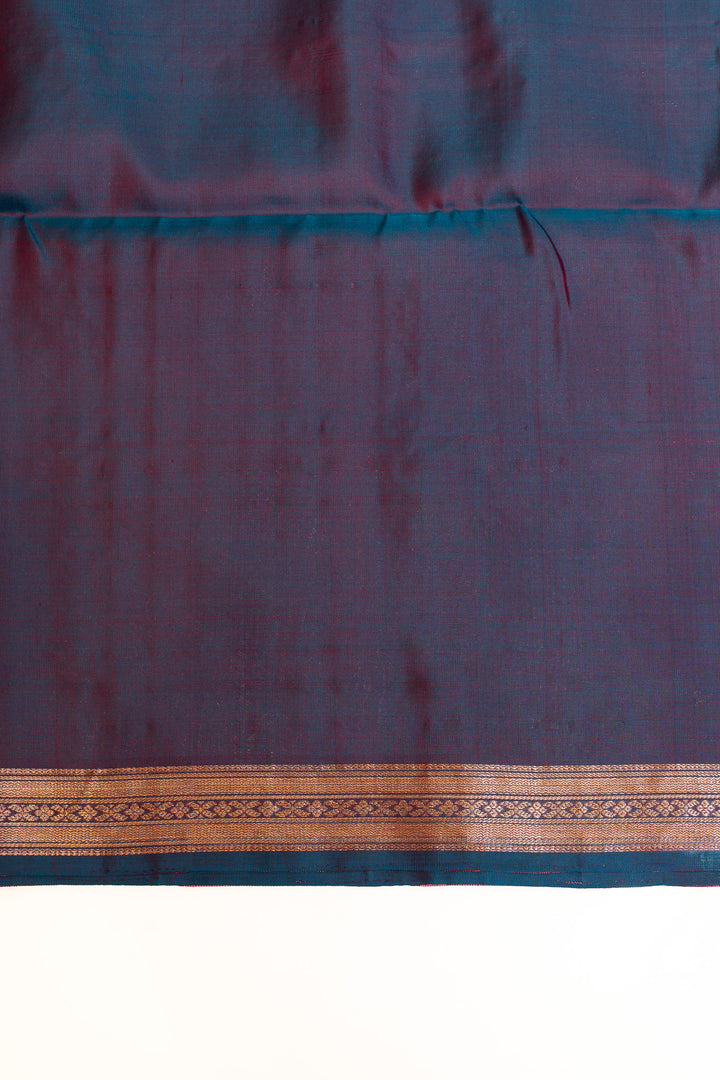 Red ornamental zari checks pure Kanchipuram silk saree