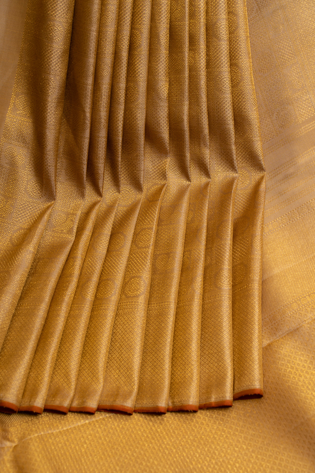 Khaki gold brocade  pure Kanchipuram silk saree