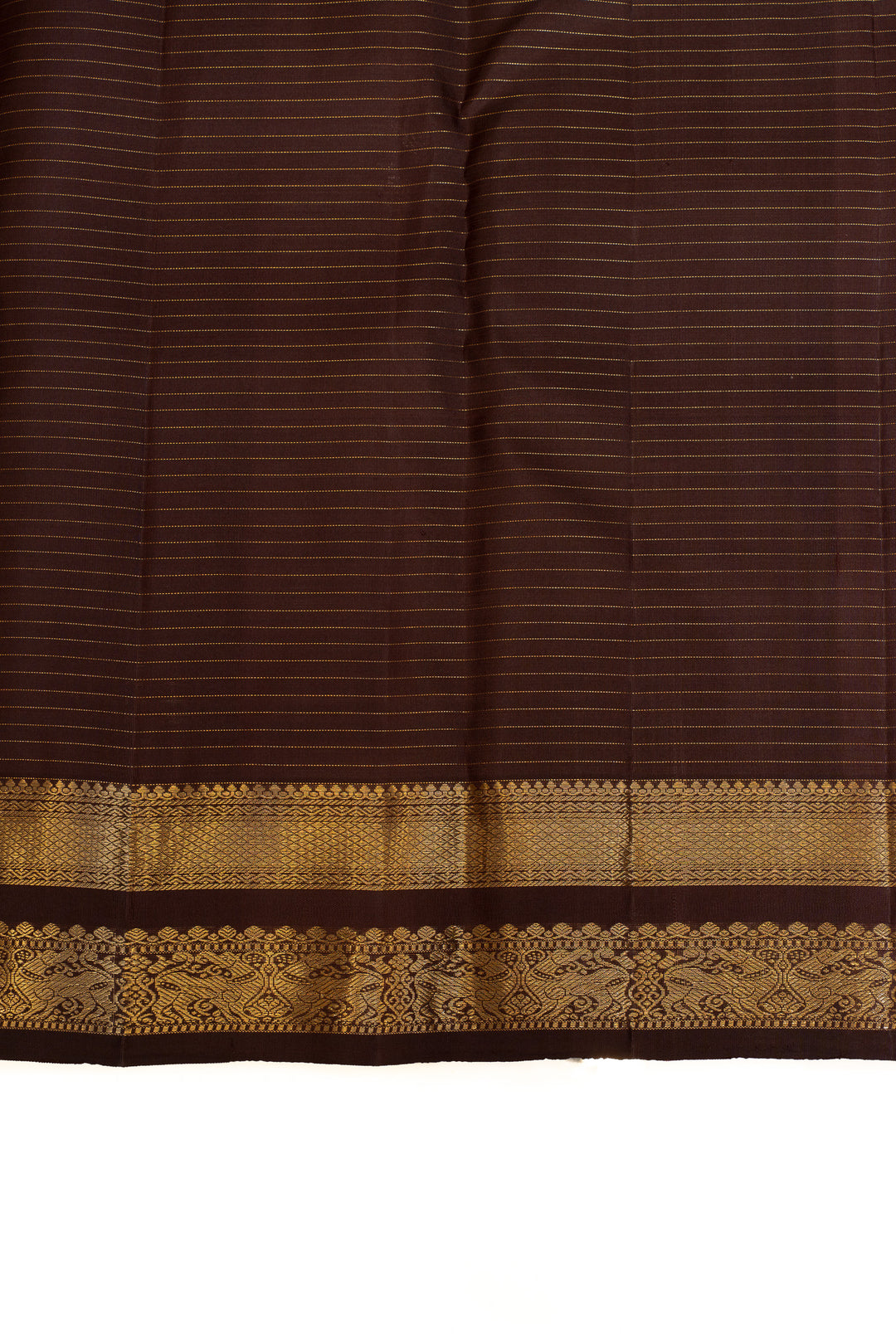 Rust orange and brown zari panel pure Kanchipuram silk saree