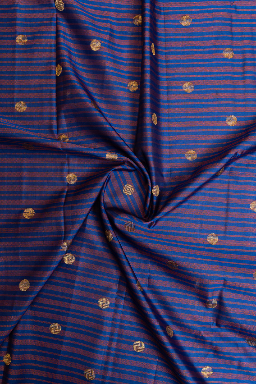 Blue stripes borderless pure Kanchipuram silk saree