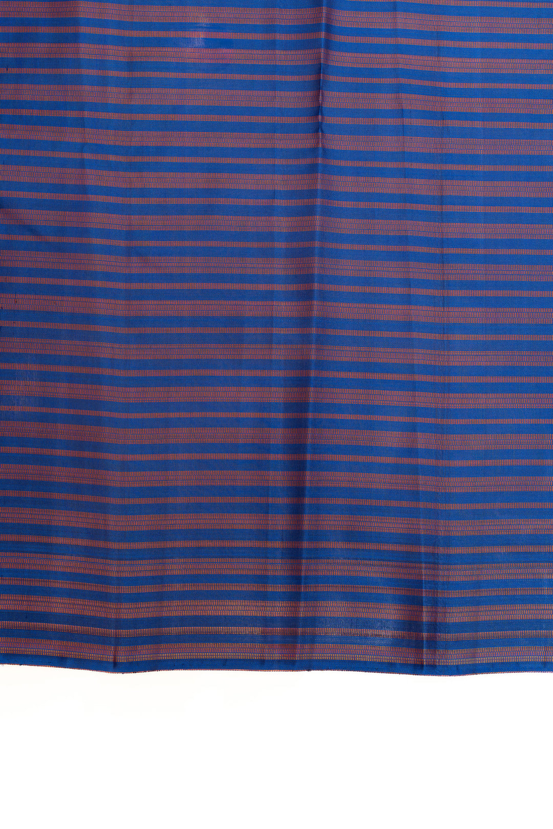 Blue stripes borderless pure Kanchipuram silk saree