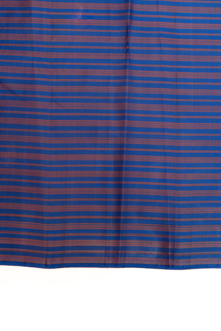 Blue stripes borderless pure Kanchipuram silk saree