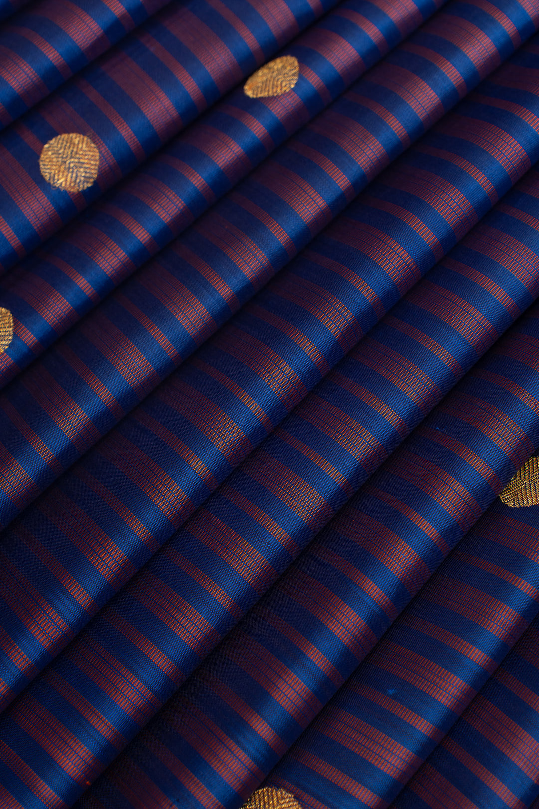 Blue stripes borderless pure Kanchipuram silk saree