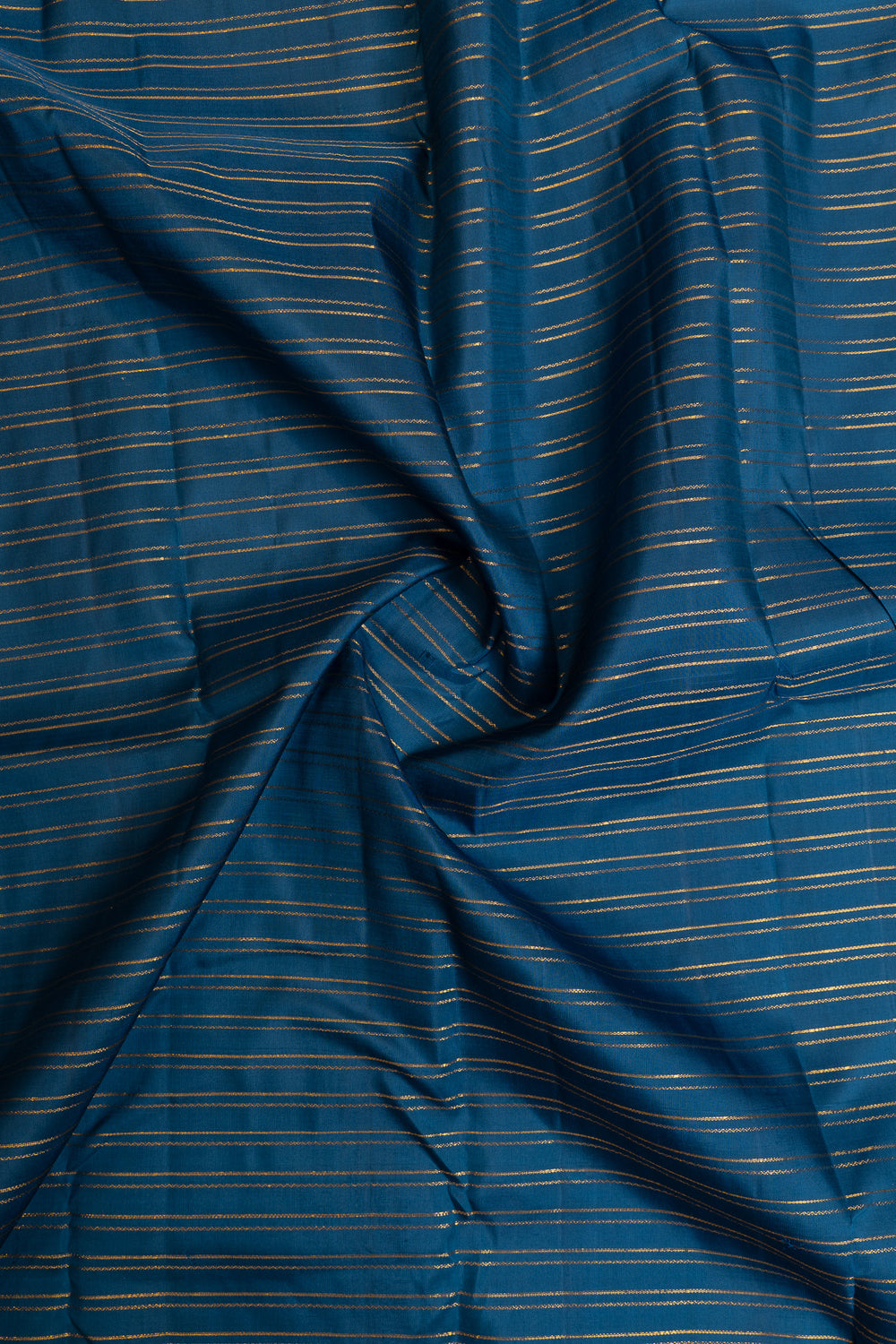 Vintage blue double stripes pure Kanchipuram silk saree