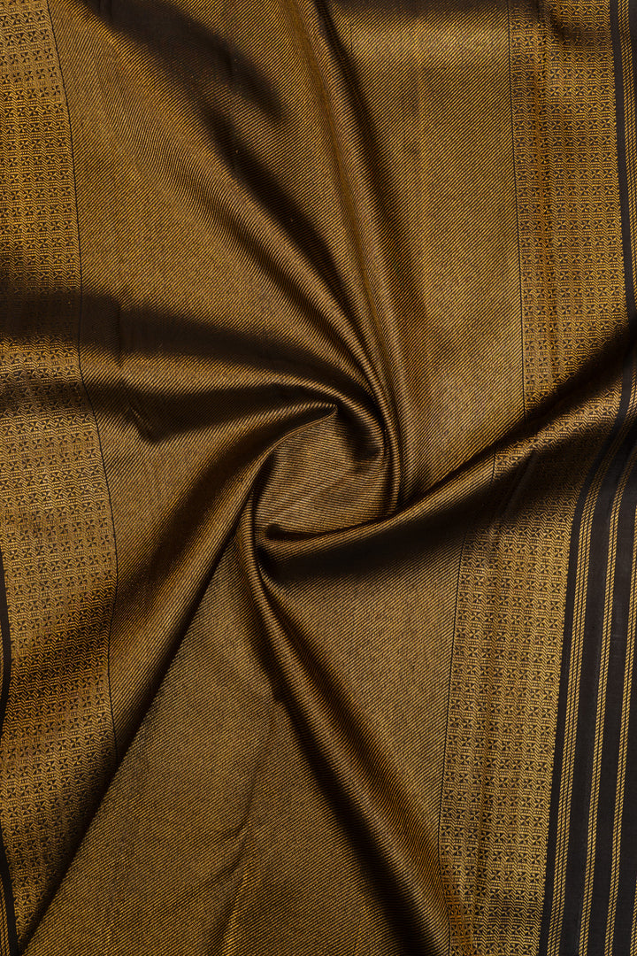 Black Borderless Brocade pure Kanchipuram silk saree