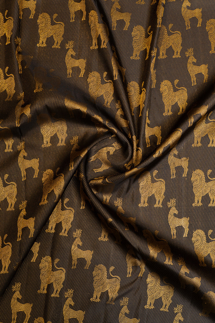 Black Borderless Brocade pure Kanchipuram silk saree