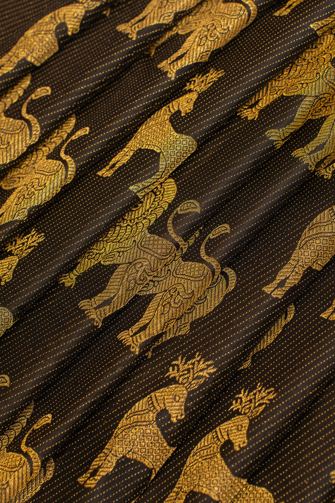 Black Borderless Brocade pure Kanchipuram silk saree