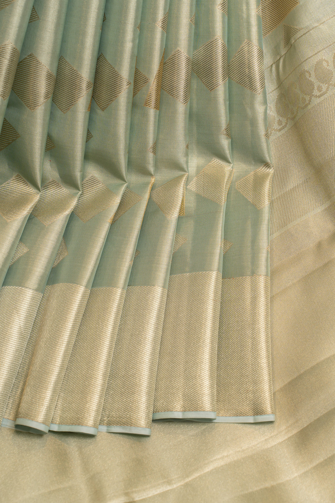 Pastel blue diamond tissue pure Kanchipuram silk saree
