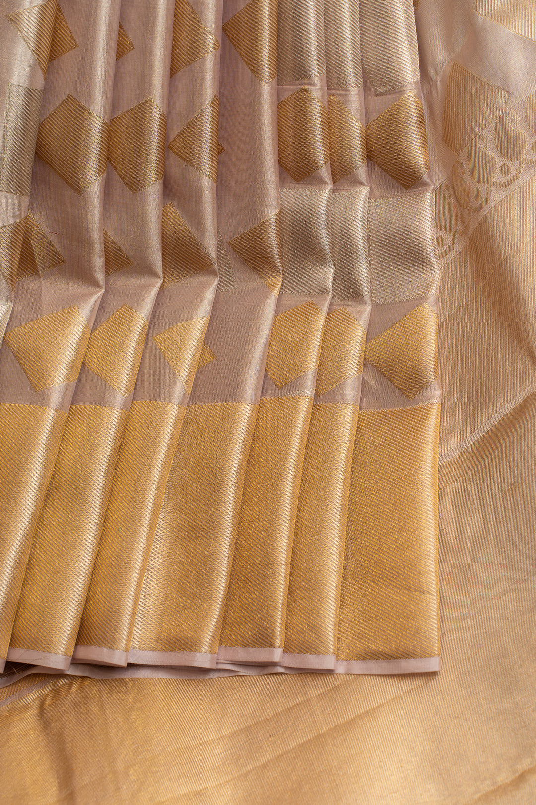 Lilac geometric tissue brocade pure Kanchipuram silk saree