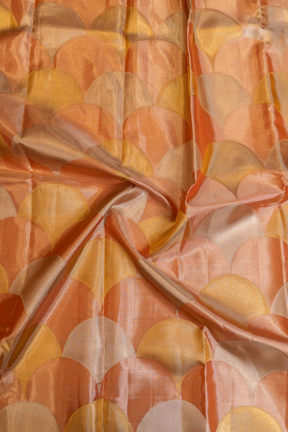 Orange and silver tissue pure Kanchipuram silk saree