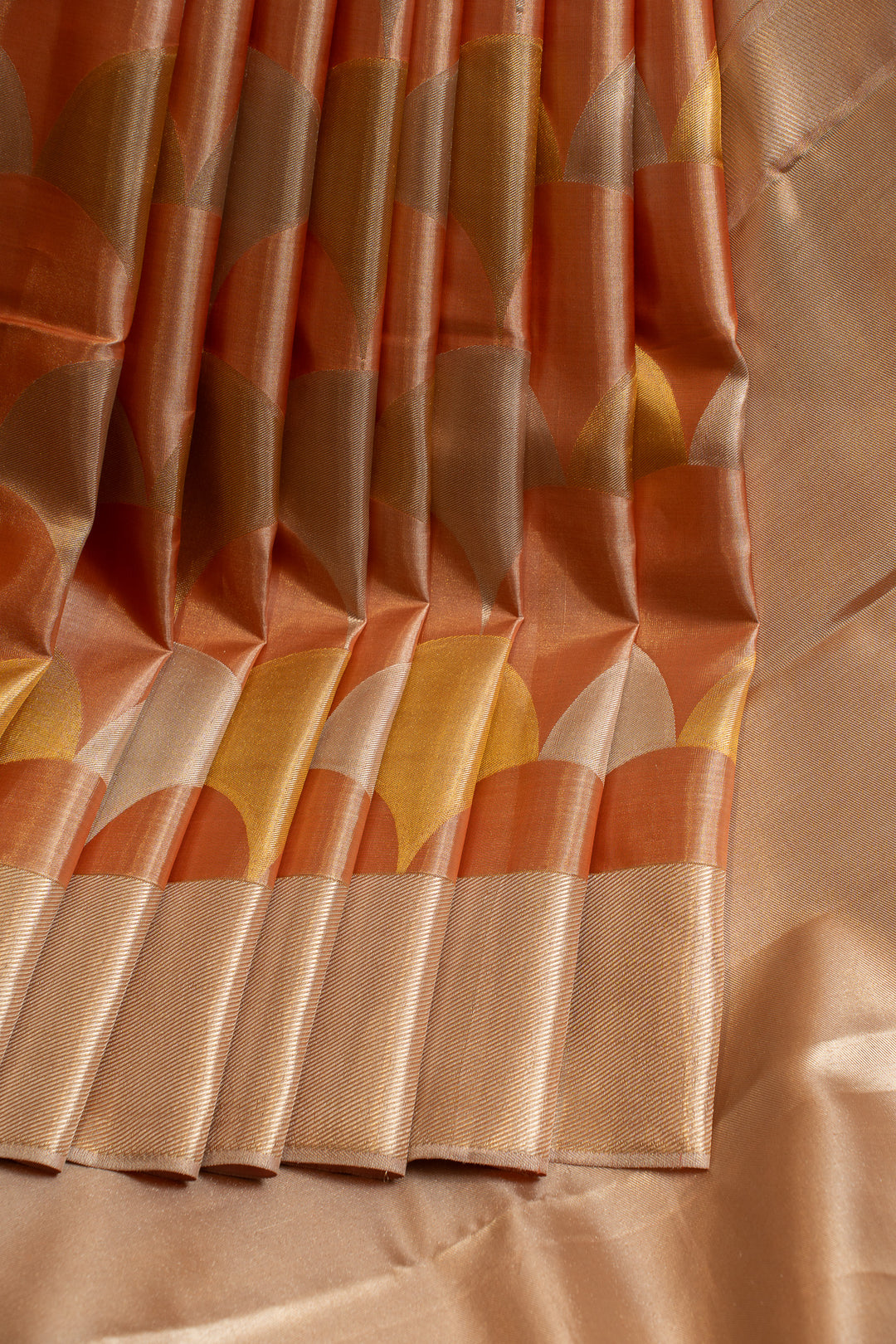 Orange and silver tissue pure Kanchipuram silk saree