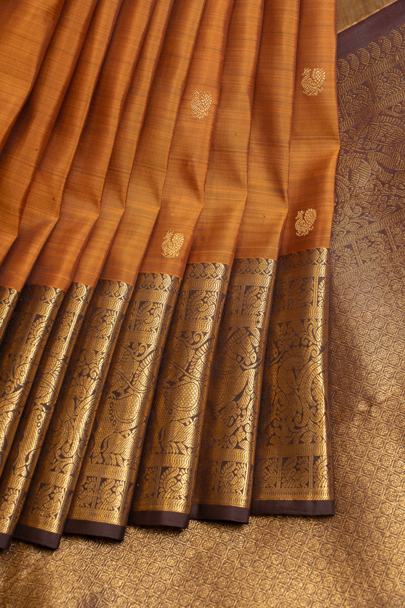 Vaani Rust Orange Raw Silk Cotton Unstitched Fabric Set main image 1