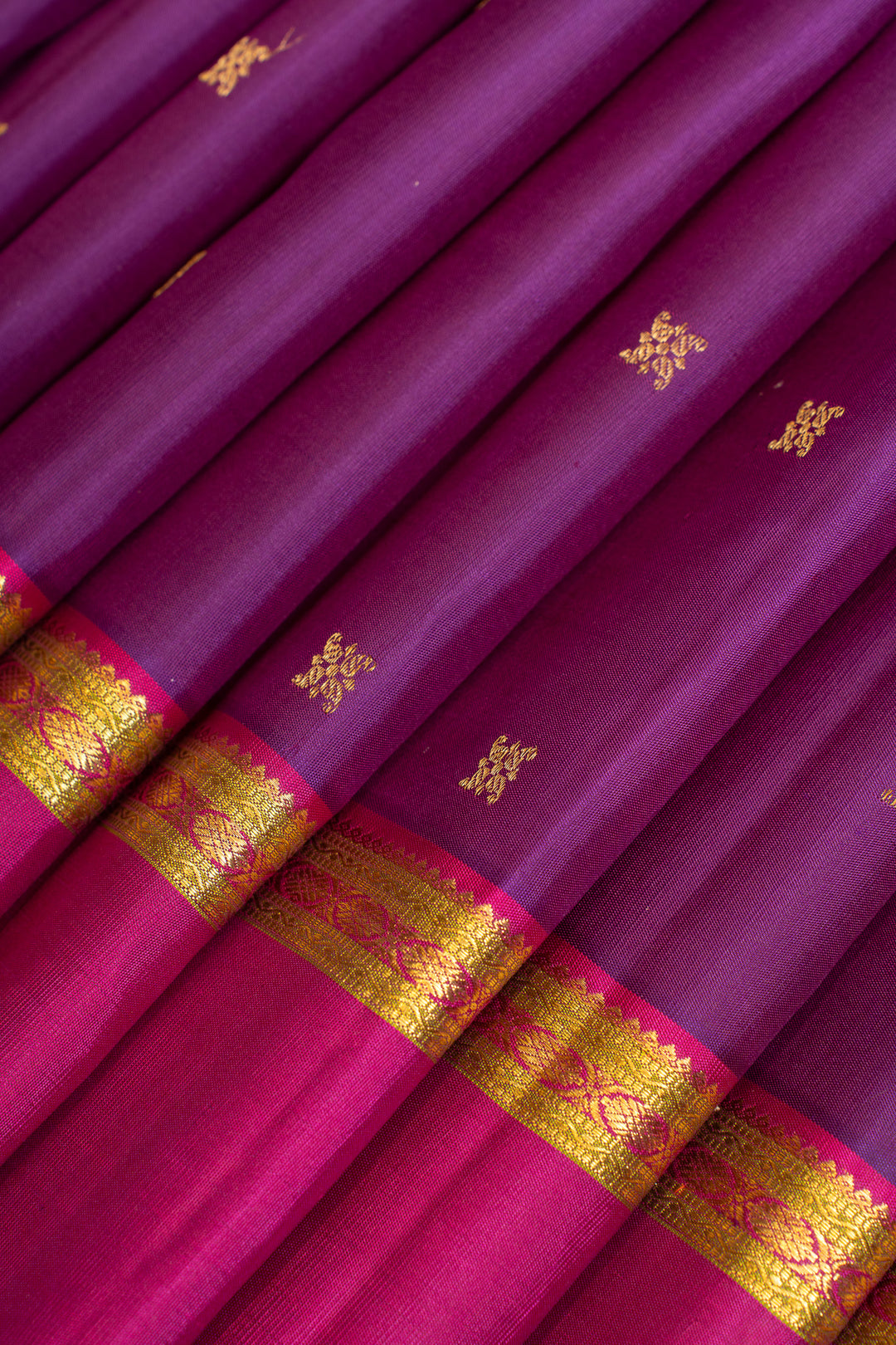 Purple and magenta traditional pure Kanchipuram silk  saree