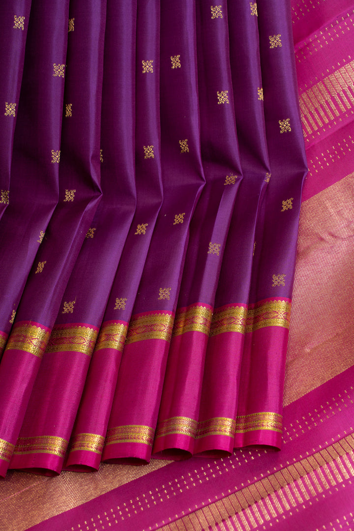 Purple and magenta traditional pure Kanchipuram silk  saree