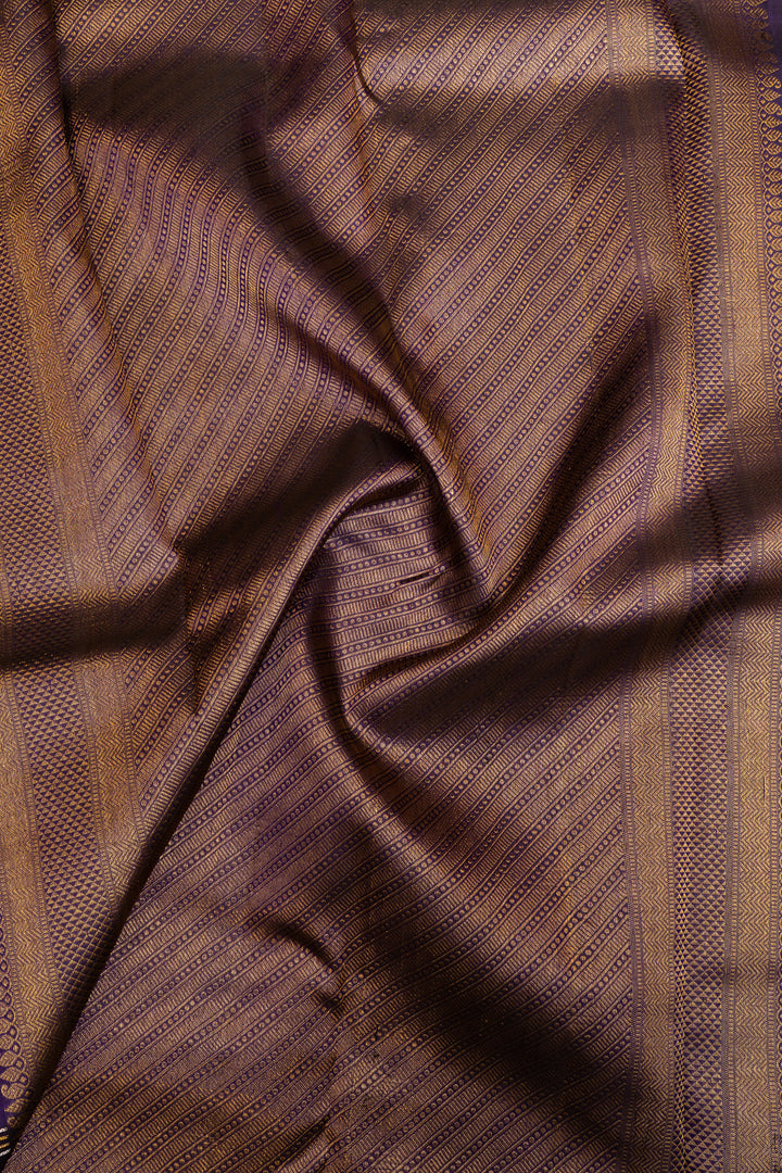 Indigo blue zari checks pure Kanchipuram silk  saree