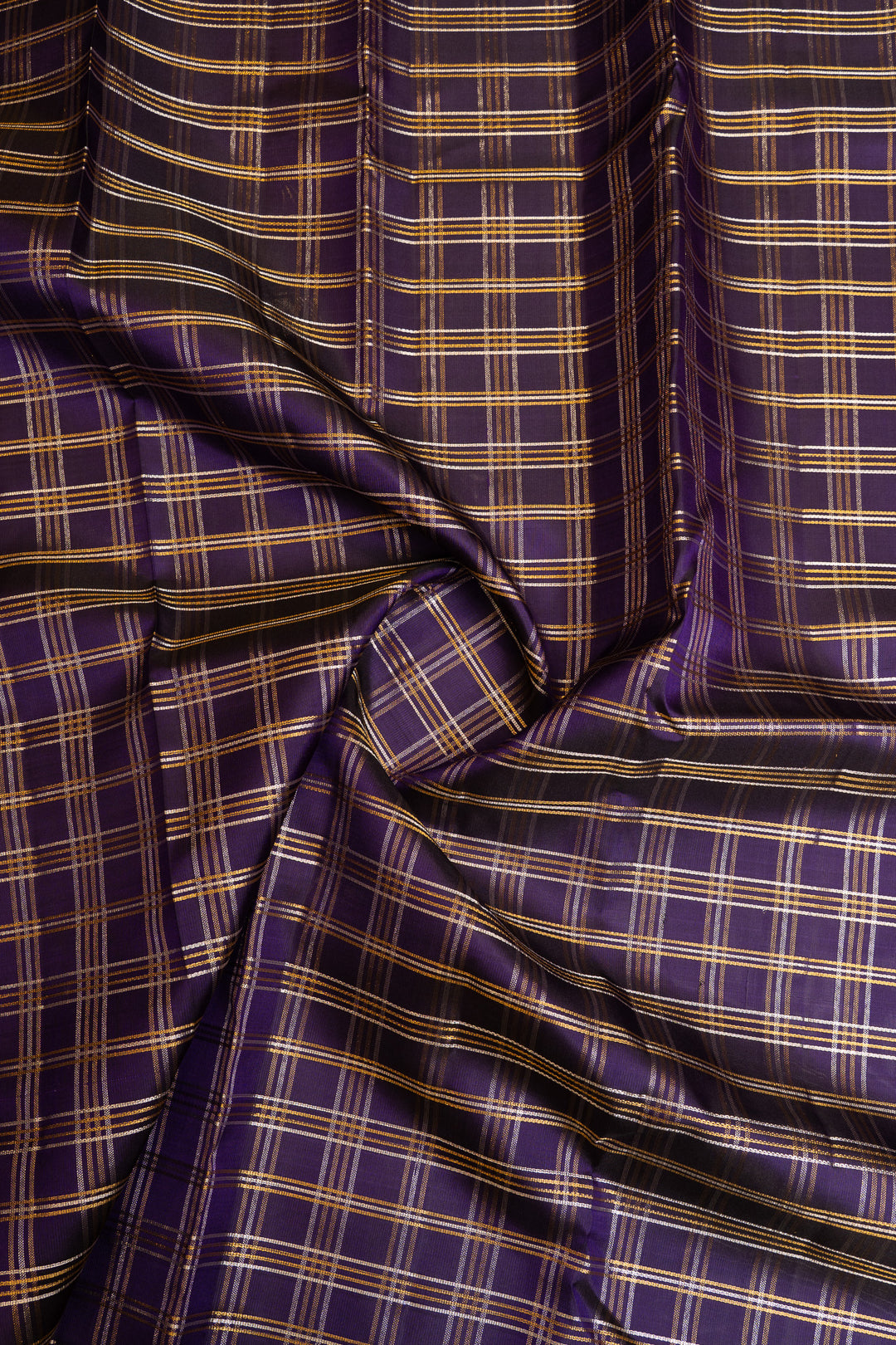 Indigo blue zari checks pure Kanchipuram silk  saree