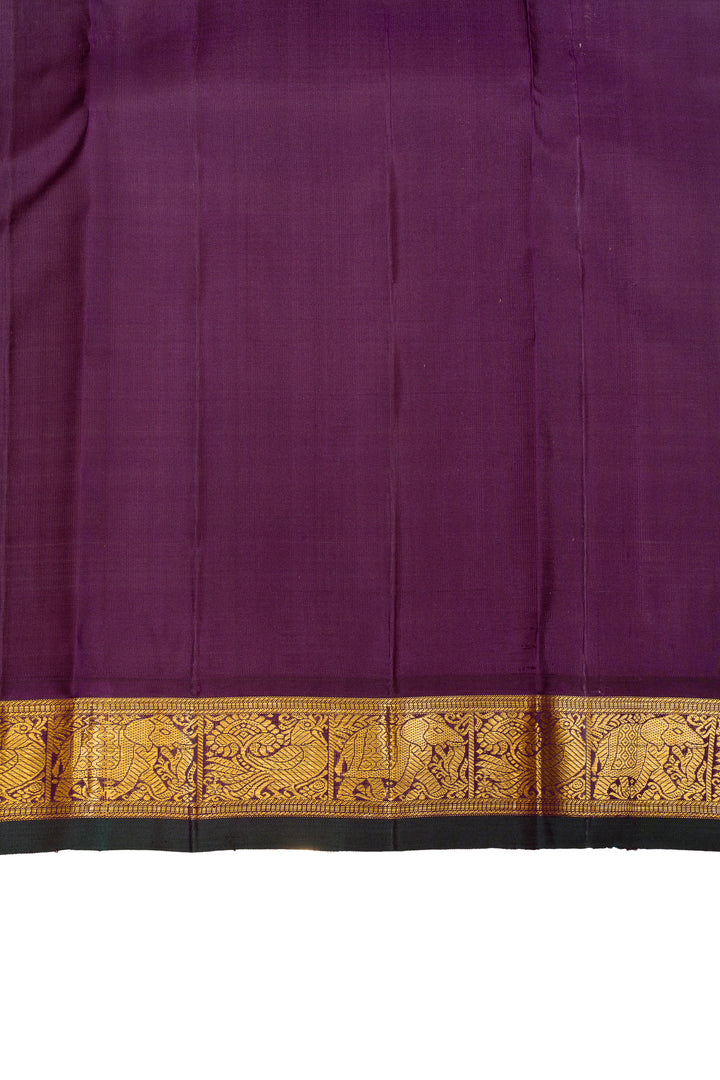 Yellow and purple traditional pure Kanchipuram silk saree