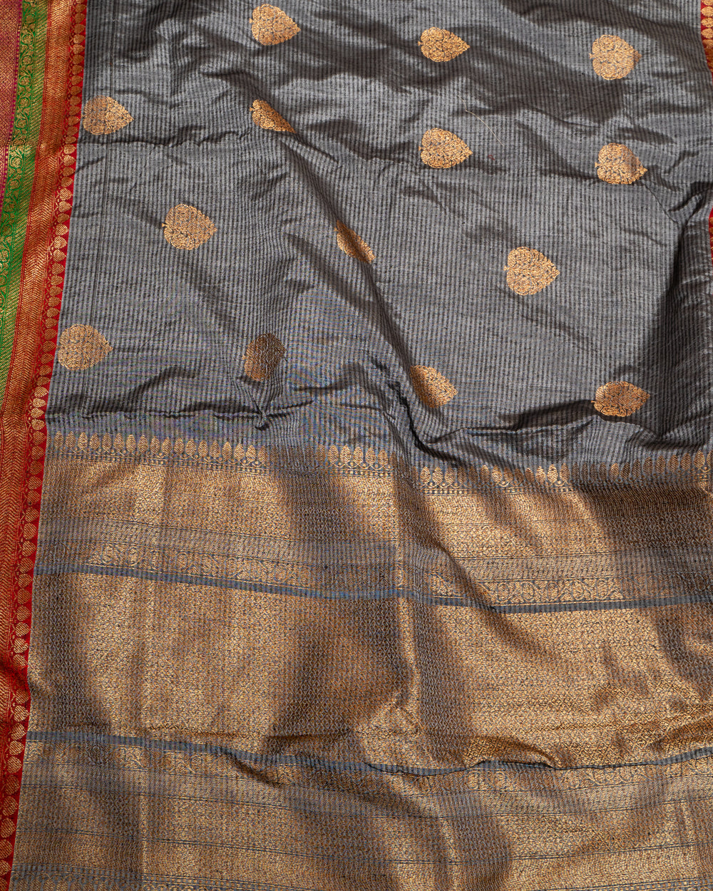 Grey Dupian Pure Banaras Tussar Saree - Clio Silks