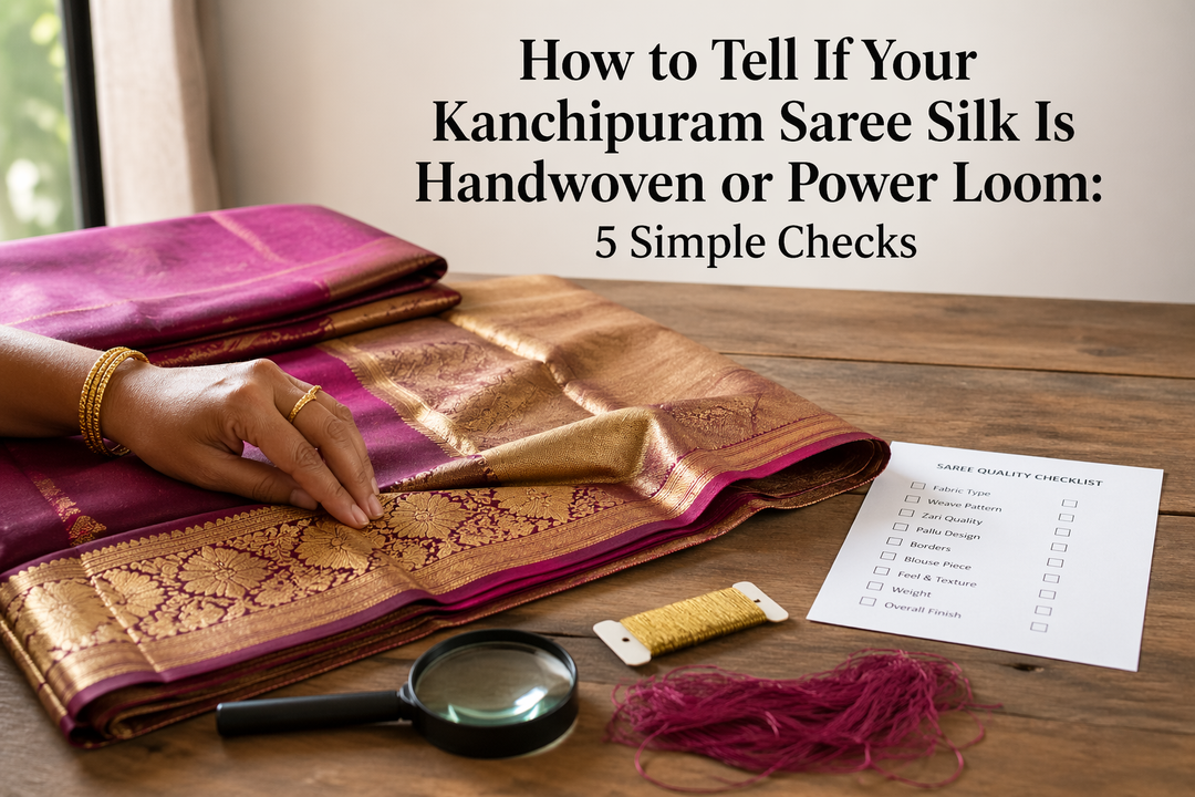 How to Tell If Your Kanchipuram Saree Silk Is Handwoven or Power Loom: 5 Simple Checks