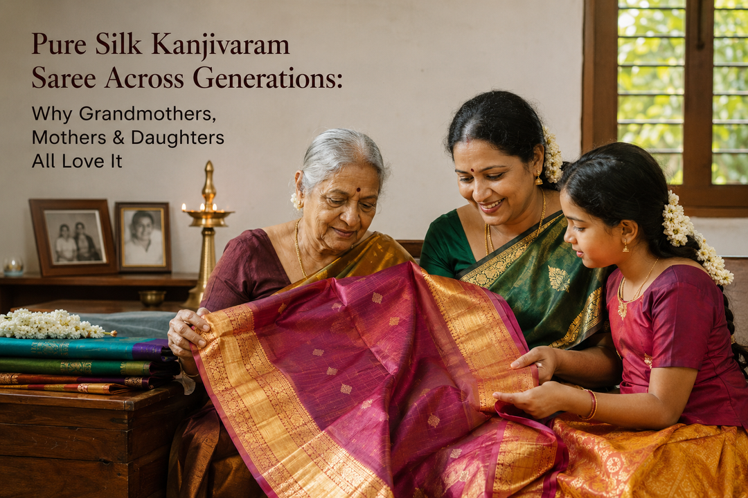 Pure Silk Kanjivaram Saree Across Generations: Why Grandmothers, Mothers & Daughters All Love It