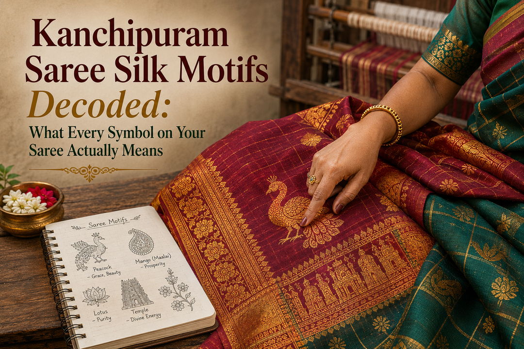 Kanchipuram Saree Silk Motifs Decoded What Every Symbol on Your Saree Actually Means