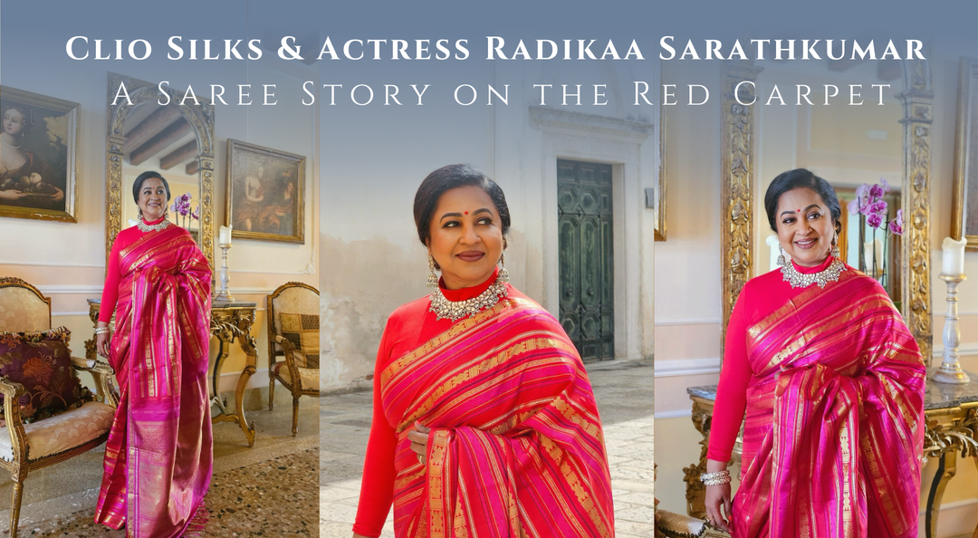 Radikaa Sarathkumar Shines in Scarlet Red Clio Silks Saree at Venice Film Festival